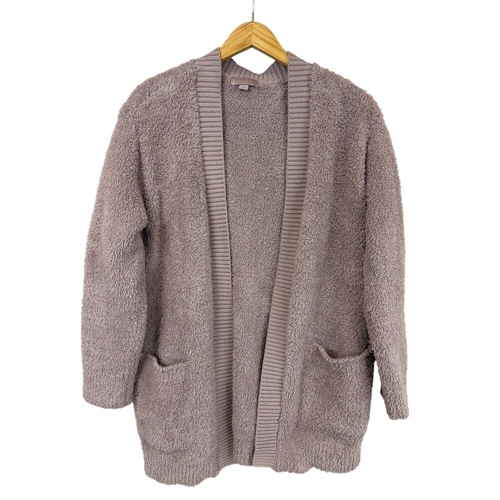 Barefoot Dreams CozyChic Lilac Sherpa Open Front Cardigan S